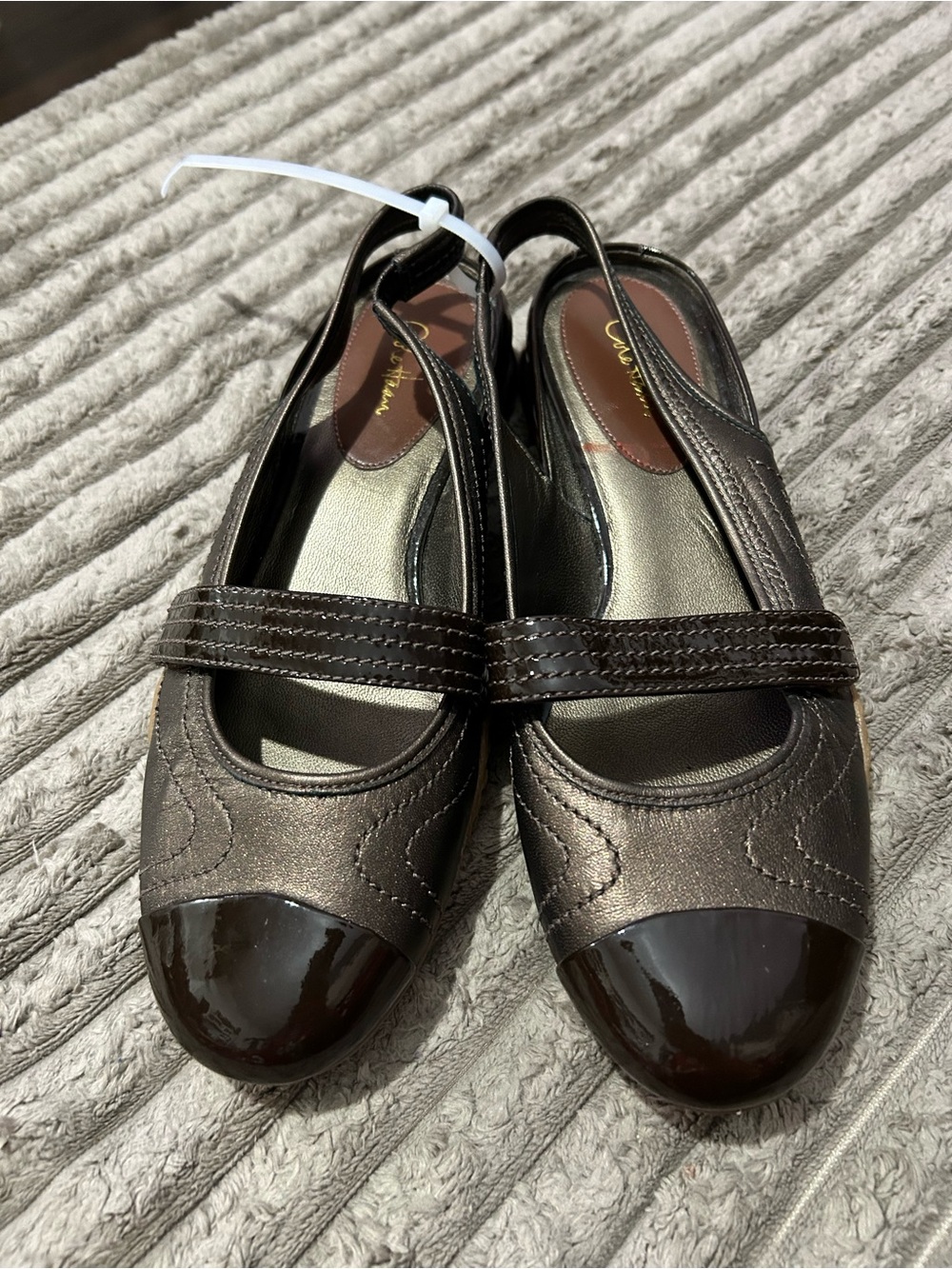 Cole Haan Brown Slingback Cap-Toe Flats